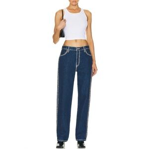 RE/DONE Loose Long Straight Chunky Stitch Jeans Blue 26 NWT